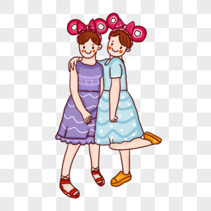 汽车简约好饱卡通简约可爱女孩好闺蜜元素素材