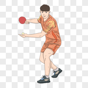 卡通简约人物运动乒乓球元素图片
