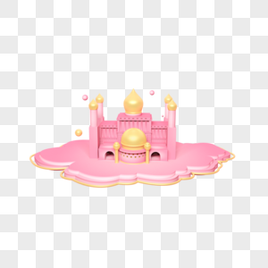 立体金粉色圆顶宫殿舞台图片