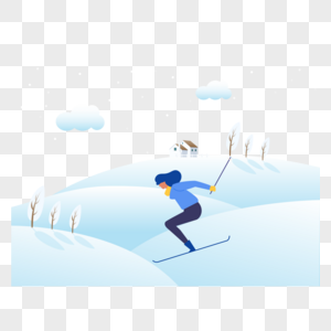 女人滑雪运动图标免抠矢量插画素材图片