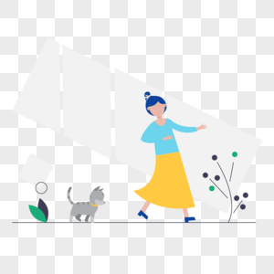 女人散步图标免抠矢量插画素材图片