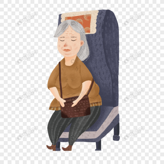 旅行坐车睡觉的老奶奶图片