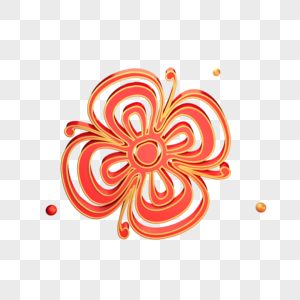 创意金红色四瓣花插图图片素材