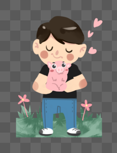 抱着可爱小猪图片