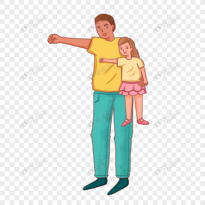 爸爸单手抱起女儿比超人手势图片