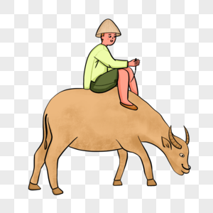 农民骑在牛背上图片