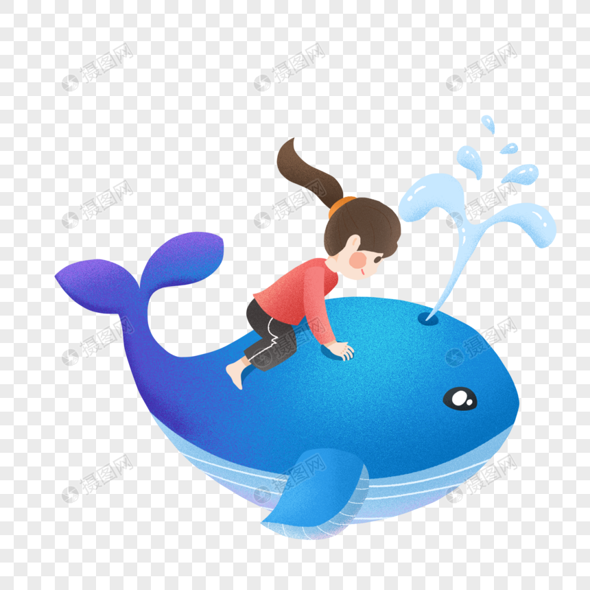 世界海洋日小女孩与鲸鱼图片