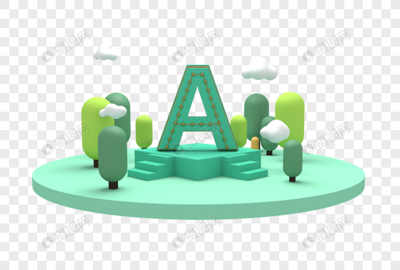 创意字母A舞台C4D模型图片