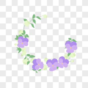 清新花环紫色花朵卡通手绘装饰图片