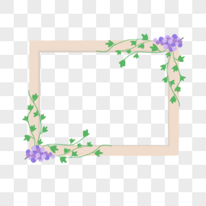 紫色花朵绿色植物木质边框装饰图案图片