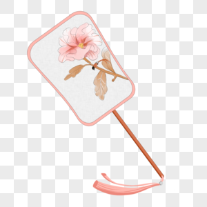 粉色花朵团扇图片