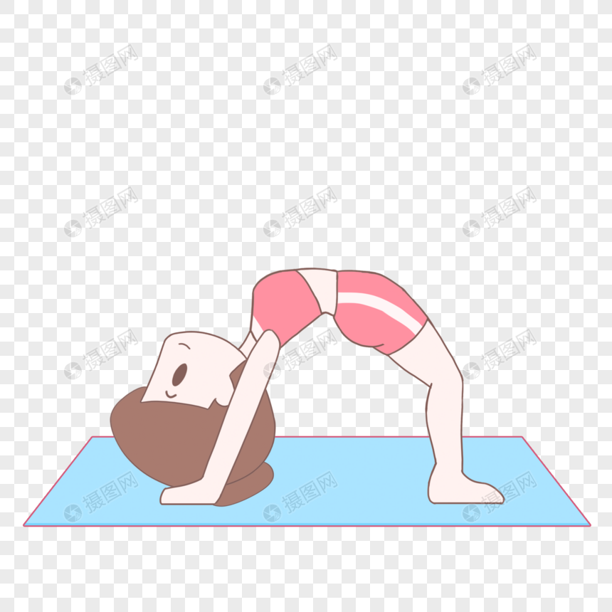 手绘卡通健康瑜伽下腰