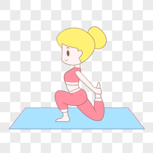手绘卡通健康瑜伽练习大腿韧带图片