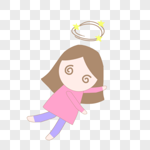 手绘卡通健康昏倒的女生图片素材