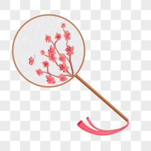 粉色樱花团扇图片