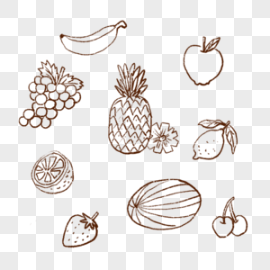水果蔬菜手绘简笔画线描可爱插画高清图片