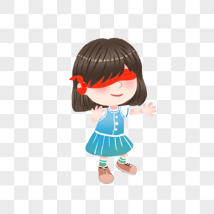 蒙眼玩游戏的女孩图片素材