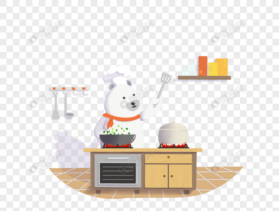 卡通手绘可爱厨师白熊图片