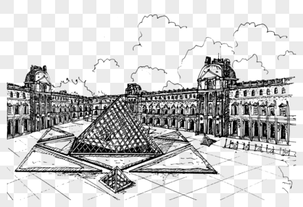 速写卢浮宫素材