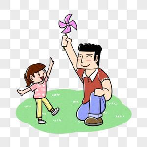 父亲节爸爸和女儿玩风车图片