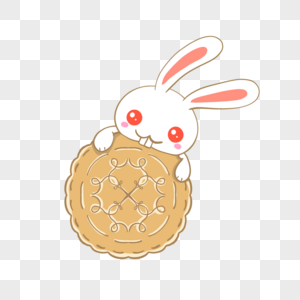 中秋节吃月饼的玉兔图片