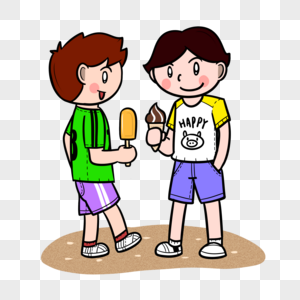 夏天小朋友们吃冰棍图片素材