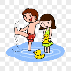 夏季儿童海边水中玩耍图片