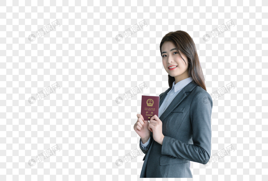 商务女性拿着护照图片