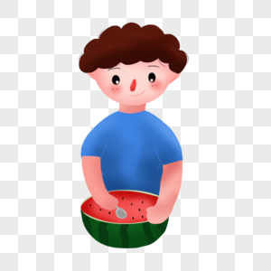吃瓜的男孩图片