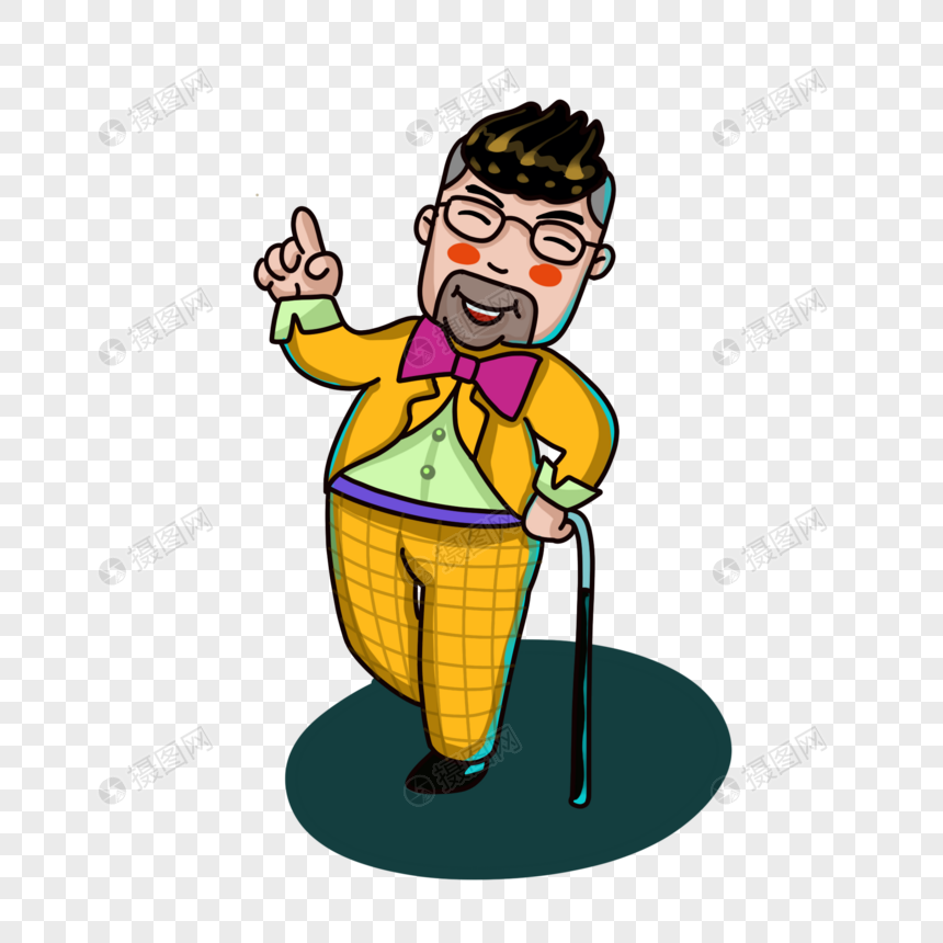 卡通时尚黄色西服男人元素素材下载 正版素材 摄图网