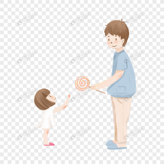 给孩子买棒棒糖的爸爸图片