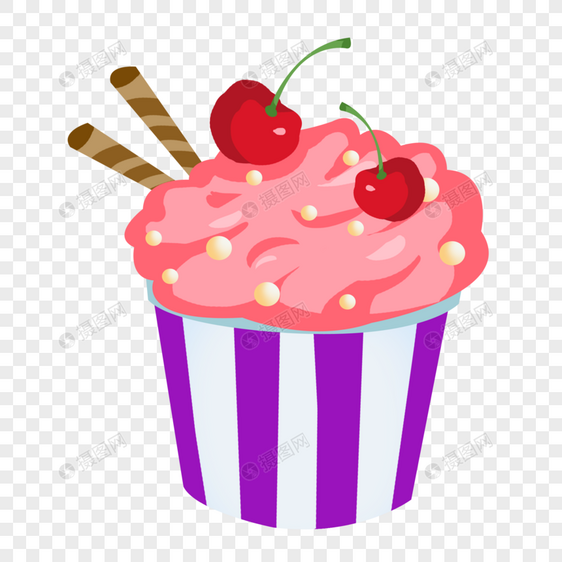 卡通樱桃草莓冰淇淋图片