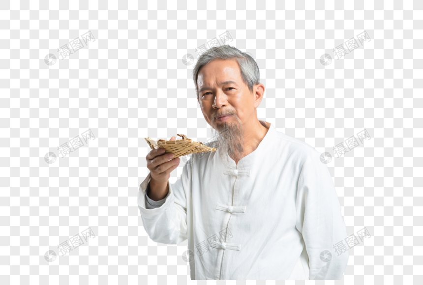 白胡须老中医闻药材