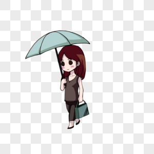卡通创意女孩撑伞图片