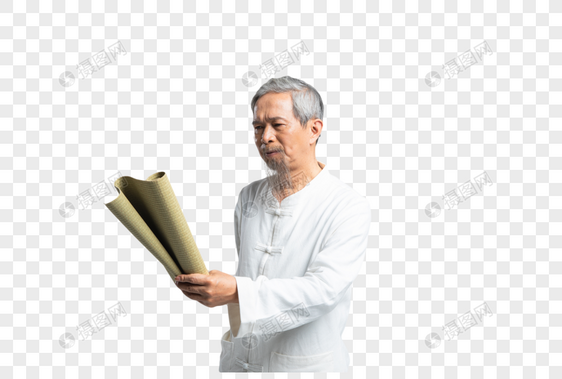 白色胡须老年人看书图片
