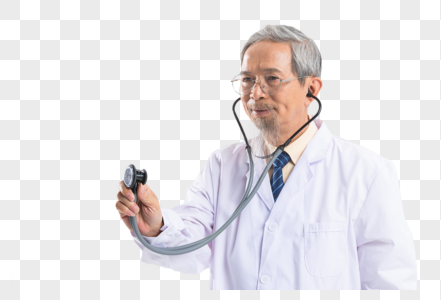 老医生用听诊器图片