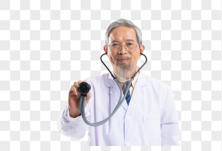 老人医生用听诊器图片