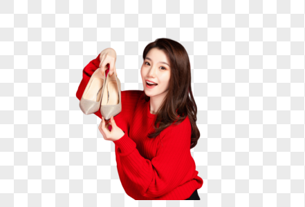 提着高跟鞋的女生图片素材