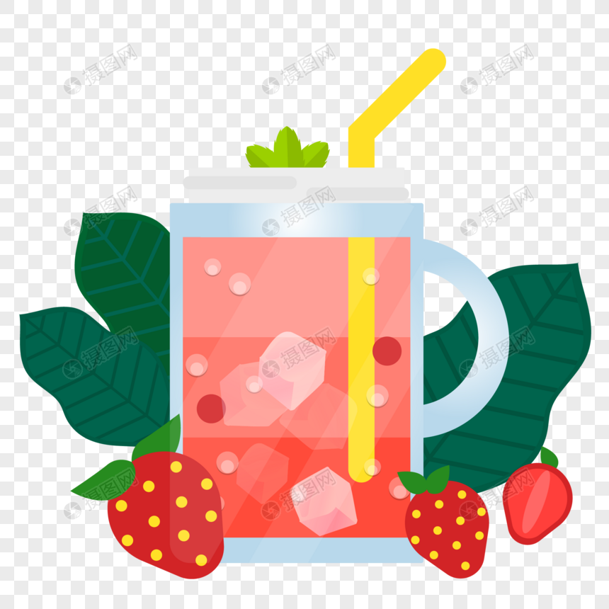 夏季清新草莓饮品图片
