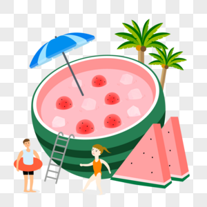 创意夏季西瓜水果插画图片