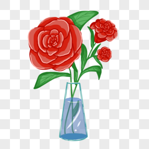 手绘玫瑰插花图片