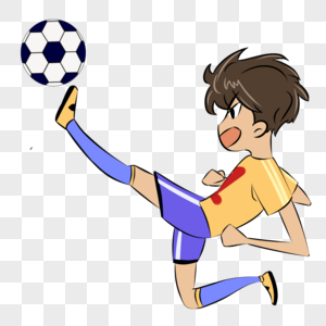 踢足球的运动员卡通元素手绘图片
