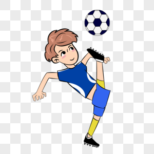 踢足球的小男孩卡通手绘图片