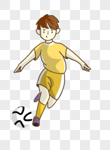 踢足球的男孩子插画图片