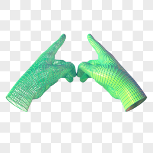 科技智能双手魔幻数据点状绿色对称图片