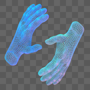 科技智能双手魔幻数据点状蓝色对称线条图片