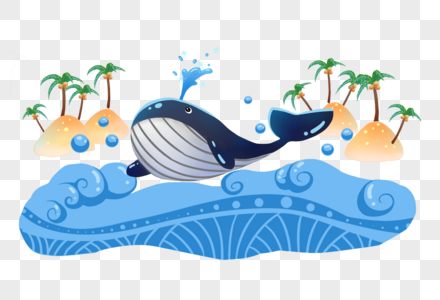 海上的鲸鱼鲸鱼绘画高清图片