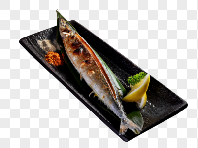 日式烤秋刀鱼高清图片