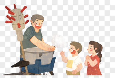 本草刚买买棉花糖的孩子素材