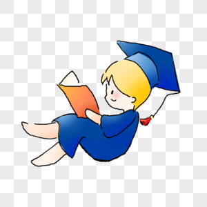 手绘看书的女孩元素素材